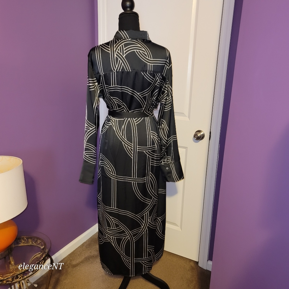 H & M Black and White Geometric Pattern Dress Sz: M NWT - Picture 11 of 13